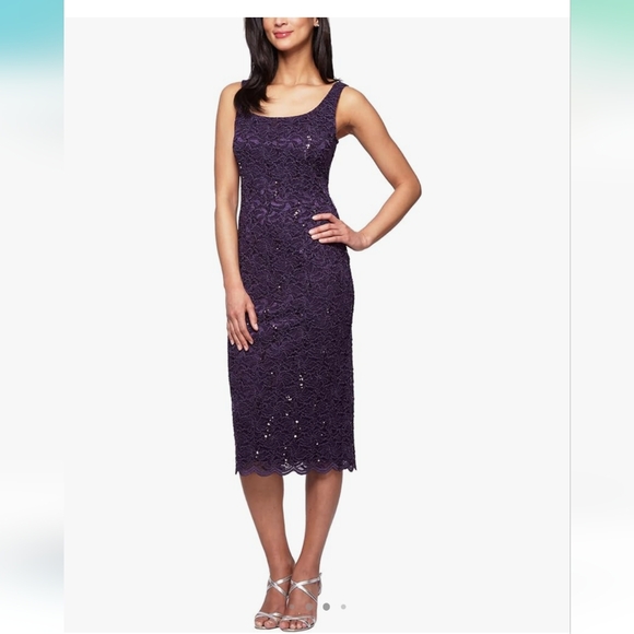 Alex Evenings Women's T-Length All Over Lace Dress with Jacket Set - Picture 3 of 11